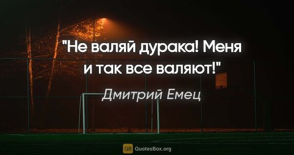 Дмитрий Емец цитата: "Не валяй дурака! Меня и так все валяют!"