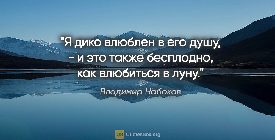 Владимир Набоков цитата: "Я дико влюблен в его душу, - и это также бесплодно, как..."