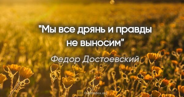 Федор Достоевский цитата: "Мы все дрянь и правды не выносим"