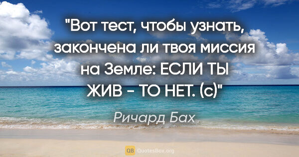 Ричард Бах цитата: "Вот тест, чтобы узнать, закончена ли твоя миссия на Земле:..."