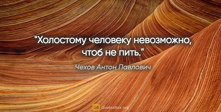 Чехов Антон Павлович цитата: "Холостому человеку невозможно, чтоб не пить."