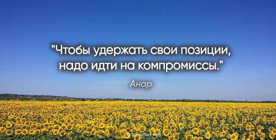 Анар цитата: "Чтобы удержать свои позиции, надо идти на компромиссы."