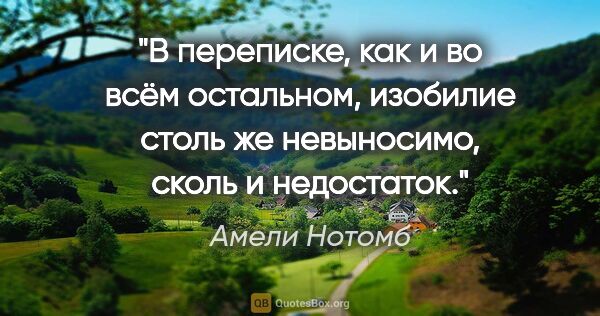 Амели Нотомб цитата: "В переписке, как и во всём остальном, изобилие столь же..."