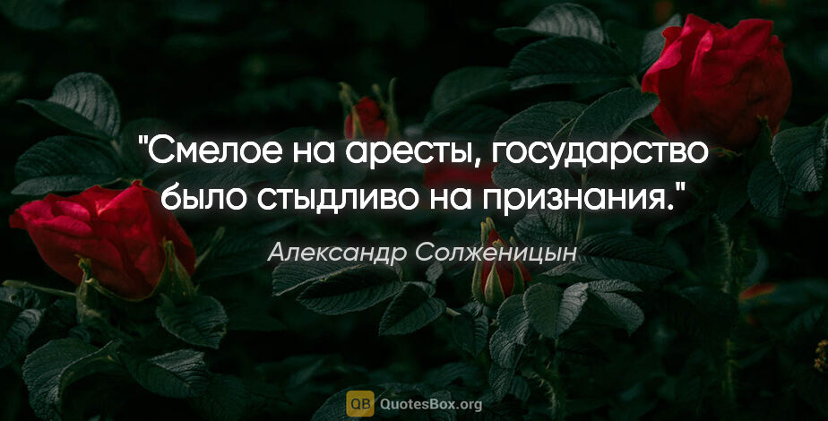 Александр Солженицын цитата: "Смелое на аресты, государство было стыдливо на признания."