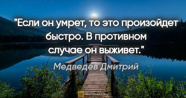 Медведев Дмитрий цитата: "Если он умрет, то это произойдет быстро. В противном случае он..."