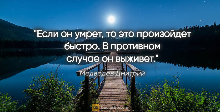 Медведев Дмитрий цитата: "Если он умрет, то это произойдет быстро. В противном случае он..."