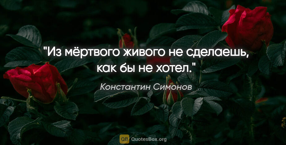 Константин Симонов цитата: "Из мёртвого живого не сделаешь, как бы не хотел."