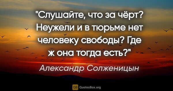 Александр Солженицын цитата: "Слушайте, что за чёрт? Неужели и в тюрьме нет человеку..."