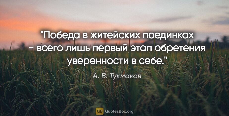А. В. Тукмаков цитата: "Победа в житейских поединках - всего лишь первый этап..."