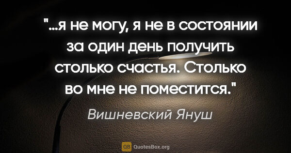 Вишневский Януш цитата: "…я не могу, я не в состоянии за один день получить столько..."