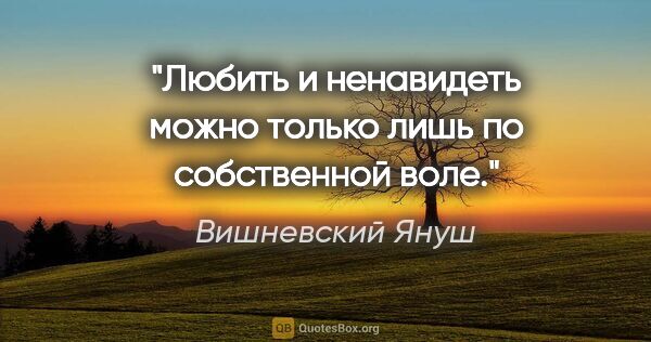 Вишневский Януш цитата: "Любить и ненавидеть можно только лишь по собственной воле."