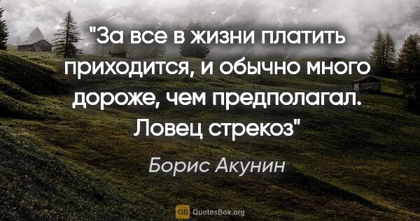 Борис Акунин цитата: "За все в жизни платить приходится, и обычно много дороже, чем..."