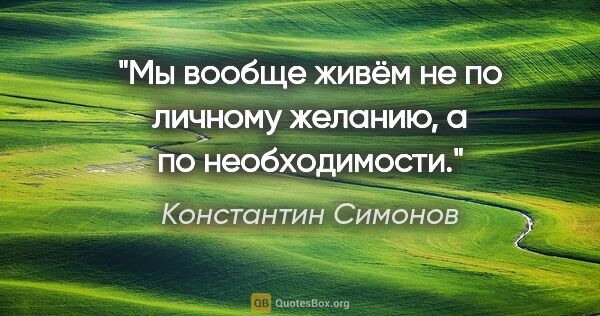 Константин Симонов цитата: "Мы вообще живём не по личному желанию, а по необходимости."