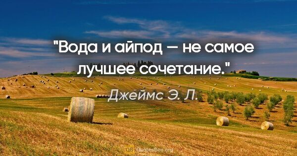 Джеймс Э. Л. цитата: "Вода и айпод — не самое лучшее сочетание."