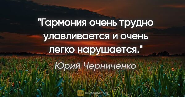 Юрий Черниченко цитата: "Гармония очень трудно улавливается и очень легко нарушается."