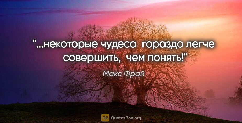 Макс Фрай цитата: "...некоторые чудеса  гораздо легче  совершить,  чем понять!"