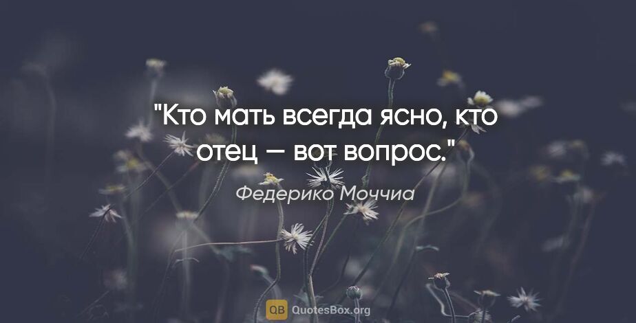 Федерико Моччиа цитата: "Кто мать всегда ясно, кто отец — вот вопрос."