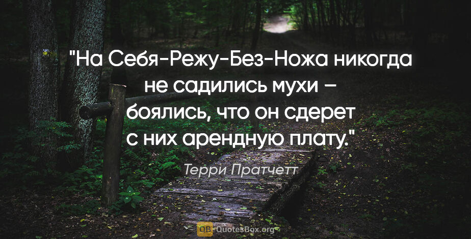 Терри Пратчетт цитата: "На Себя-Режу-Без-Ножа никогда не садились мухи – боялись, что..."