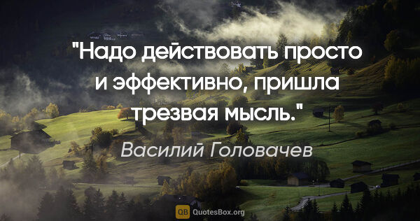 Василий Головачев цитата: "Надо действовать просто и эффективно, пришла трезвая мысль."
