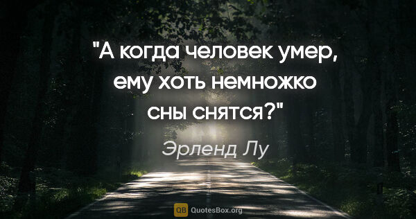 Эрленд Лу цитата: "А когда человек умер, ему хоть немножко сны снятся?"