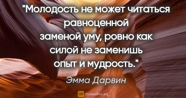 Эмма Дарвин цитата: "Молодость не может читаться равноценной заменой уму, ровно как..."