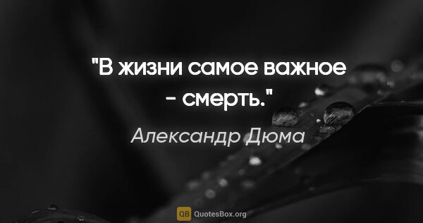 Александр Дюма цитата: "В жизни самое важное - смерть."