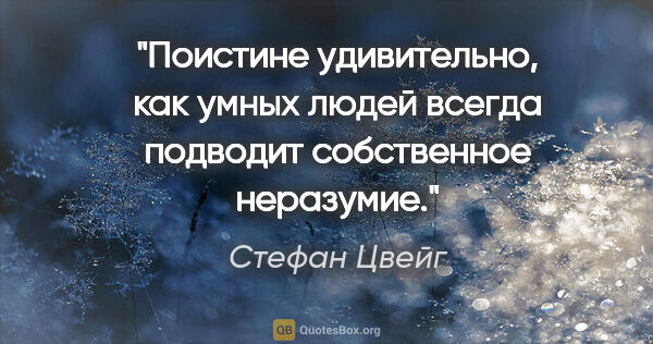 Стефан Цвейг цитата: "Поистине удивительно, как умных людей всегда подводит..."