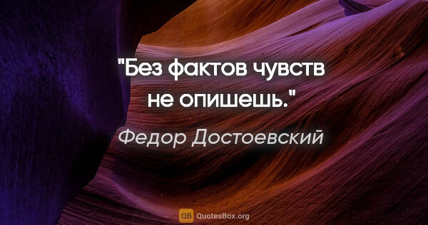 Федор Достоевский цитата: "Без фактов чувств не опишешь."
