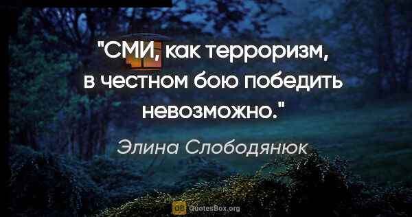 Элина Слободянюк цитата: "СМИ, как терроризм, в честном бою победить невозможно."