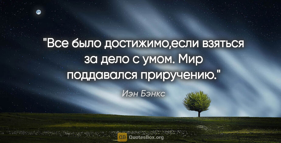 Иэн Бэнкс цитата: "Все было достижимо,если взяться за дело с умом. Мир поддавался..."