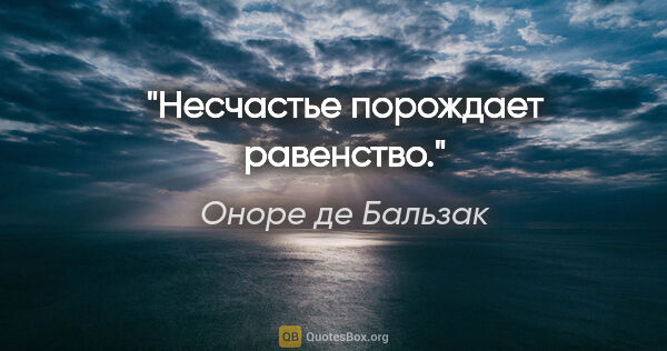 Оноре де Бальзак цитата: "Несчастье порождает равенство."