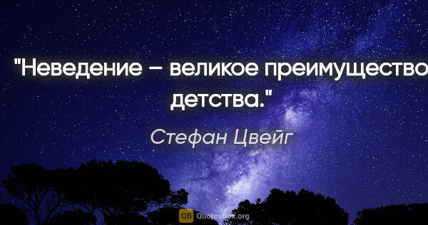 Стефан Цвейг цитата: "Неведение – великое преимущество детства."