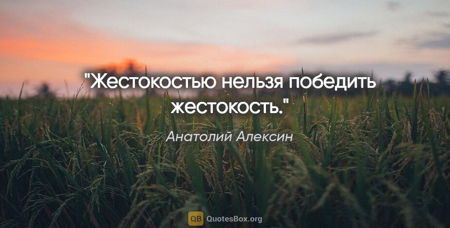 Анатолий Алексин цитата: "Жестокостью нельзя победить жестокость."