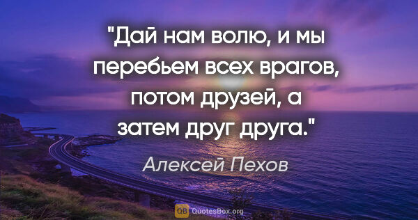 Алексей Пехов цитата: "Дай нам волю, и мы перебьем всех врагов, потом друзей, а затем..."