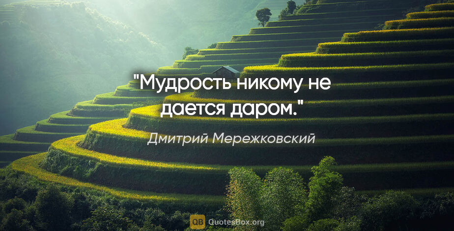 Дмитрий Мережковский цитата: "Мудрость никому не дается даром."