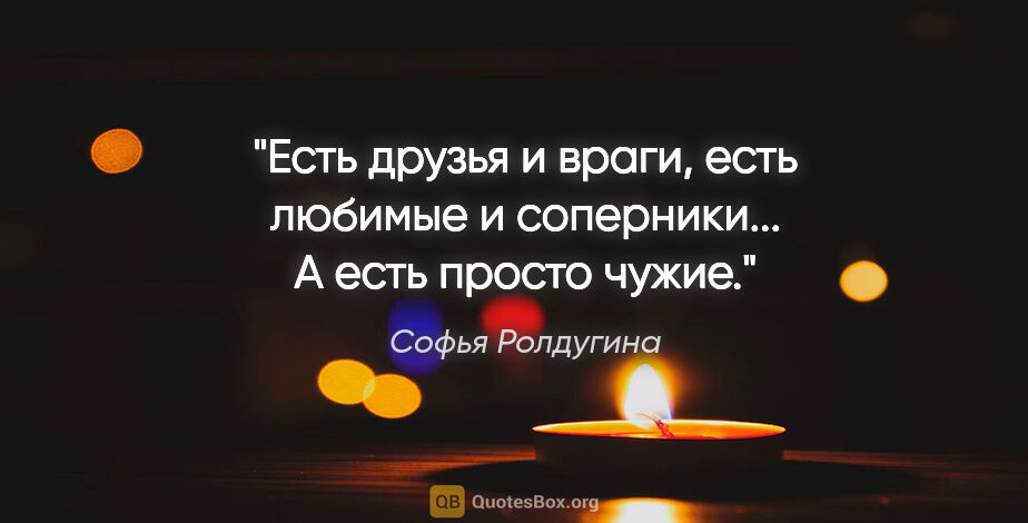 Софья Ролдугина цитата: "Есть друзья и враги, есть любимые и соперники... А есть просто..."