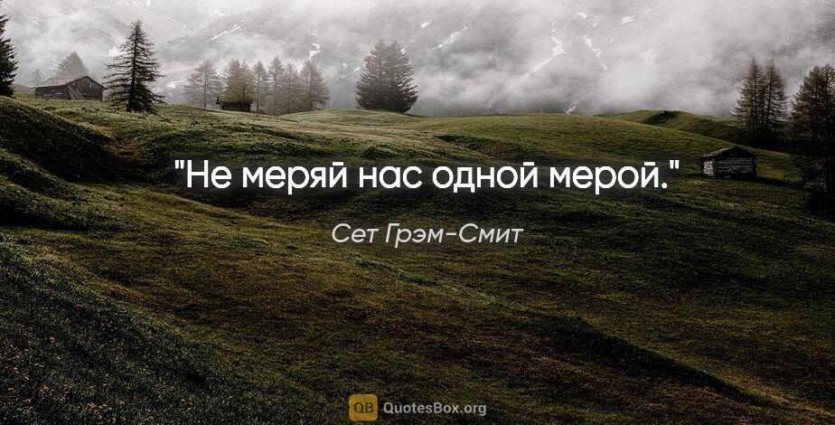 Сет Грэм-Смит цитата: "Не меряй нас одной мерой."