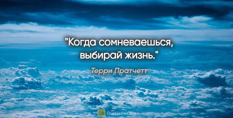 Терри Пратчетт цитата: "Когда сомневаешься, выбирай жизнь."