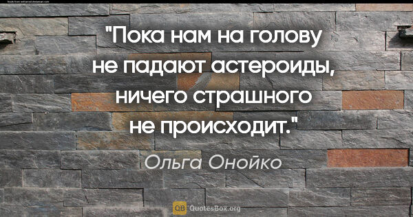 Ольга Онойко цитата: "Пока нам на голову не падают астероиды, ничего страшного не..."