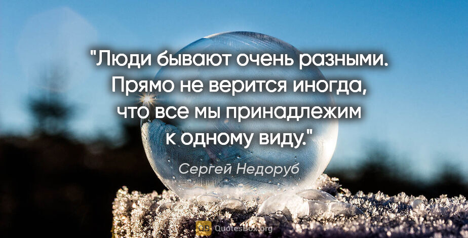 Сергей Недоруб цитата: "Люди бывают очень разными. Прямо не верится иногда, что все мы..."