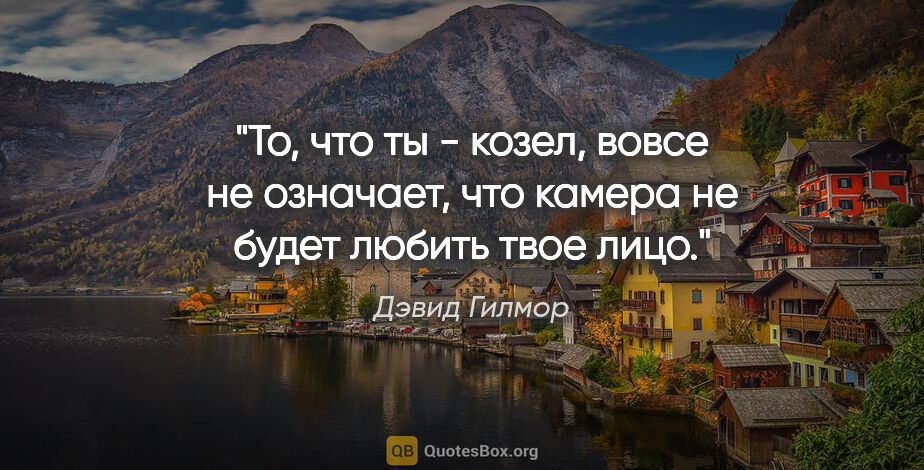 Дэвид Гилмор цитата: "То, что ты - козел, вовсе не означает, что камера не будет..."