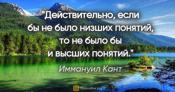 Иммануил Кант цитата: "Действительно, если бы не было низших понятий, то не было бы и..."