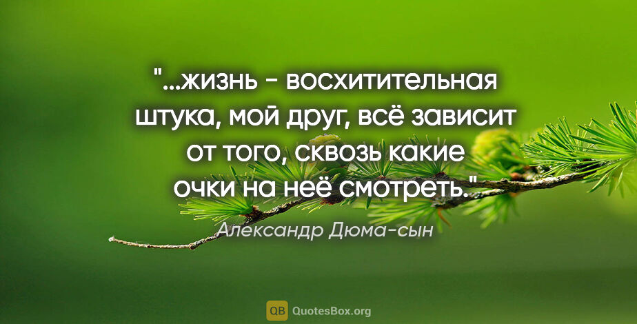 Александр Дюма-сын цитата: "жизнь - восхитительная штука, мой друг, всё зависит от того,..."