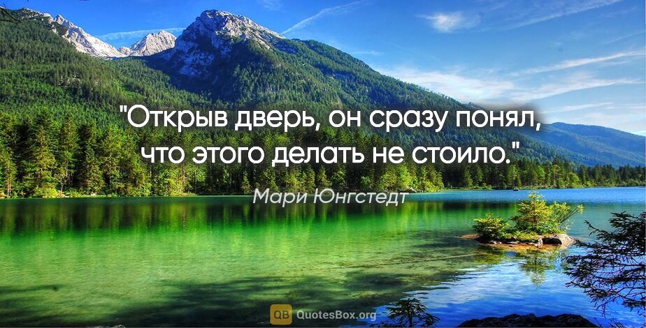 Мари Юнгстедт цитата: "Открыв дверь, он сразу понял, что этого делать не стоило."