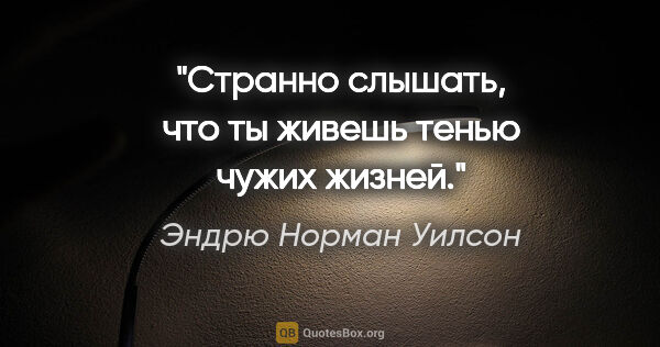 Эндрю Норман Уилсон цитата: "Странно слышать, что ты живешь тенью чужих жизней."