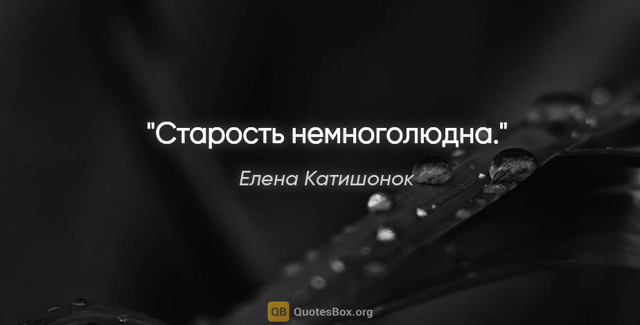 Елена Катишонок цитата: "Старость немноголюдна."