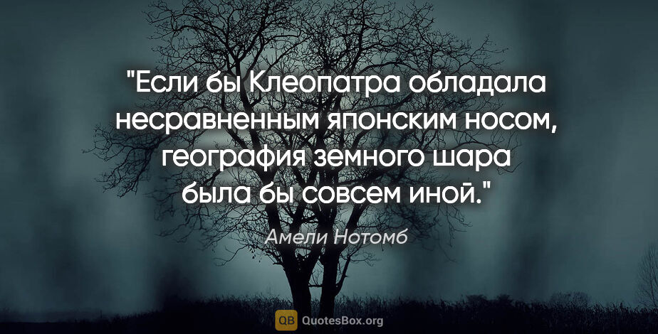 Амели Нотомб цитата: "Если бы Клеопатра обладала несравненным японским носом,..."