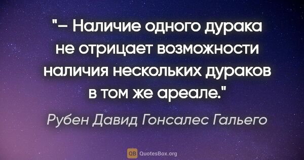 Рубен Давид Гонсалес Гальего цитата: "– Наличие одного дурака не отрицает возможности наличия..."