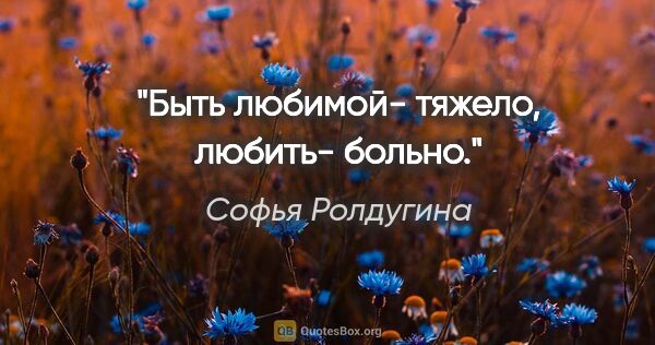 Софья Ролдугина цитата: "Быть любимой- тяжело, любить- больно."