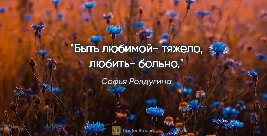 Софья Ролдугина цитата: "Быть любимой- тяжело, любить- больно."